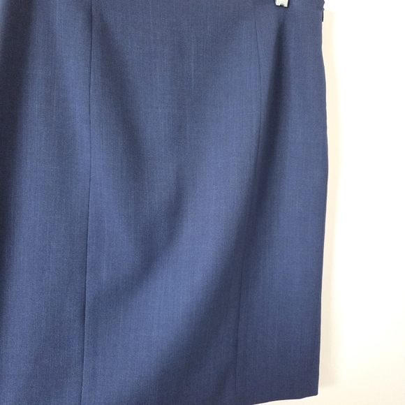 Vintage Evan Picone Pencil Skirt Navy Blue Chambray Professional Preppy Office 6 - Picture 2 of 10
